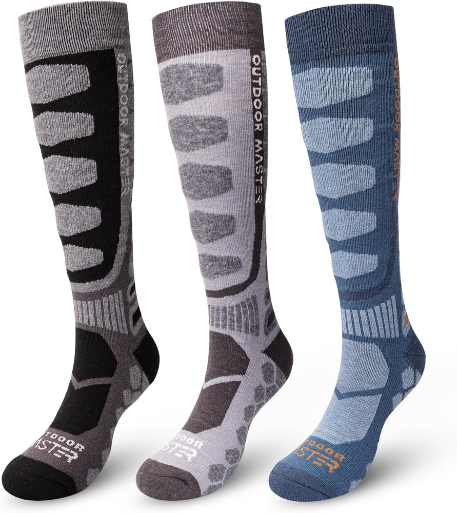 Merino Wool Ski Socks with Compression for Men & Women Winter Sports 2/3 Pairs Over the Calf