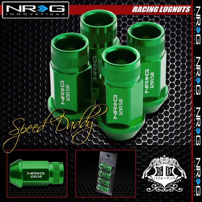 Lexus IS GS Green 4x NRG Extended Anodized M12x1.5 1.75in Wheel Lug Nuts