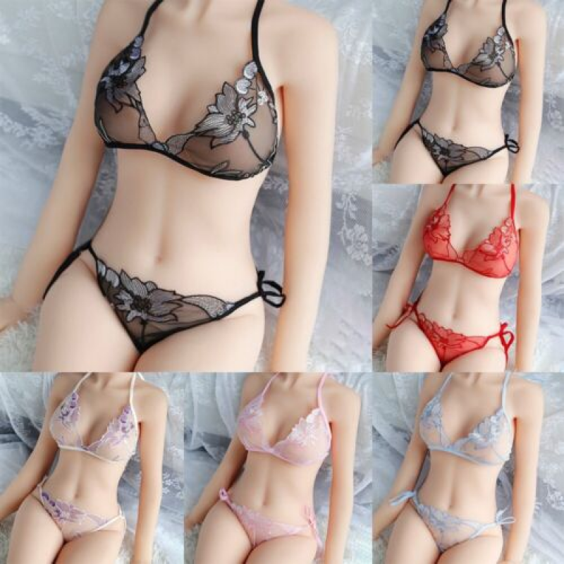 Women Lace Sheer Lingerie Bra Set Push-Up Knicker Thong Flowers Underwear Kit