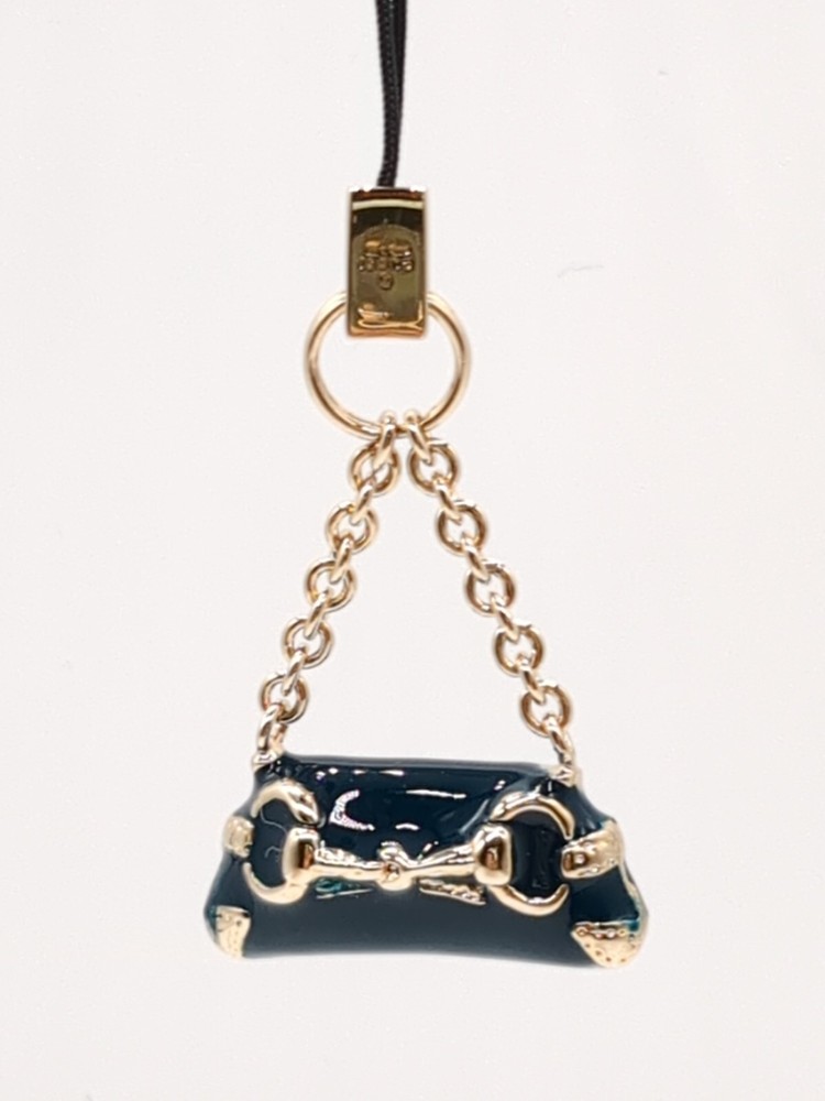 💛 GUCCI Bag Charm Motif Mobile Strap  Key ring Blue Green Genuine Product ＃93