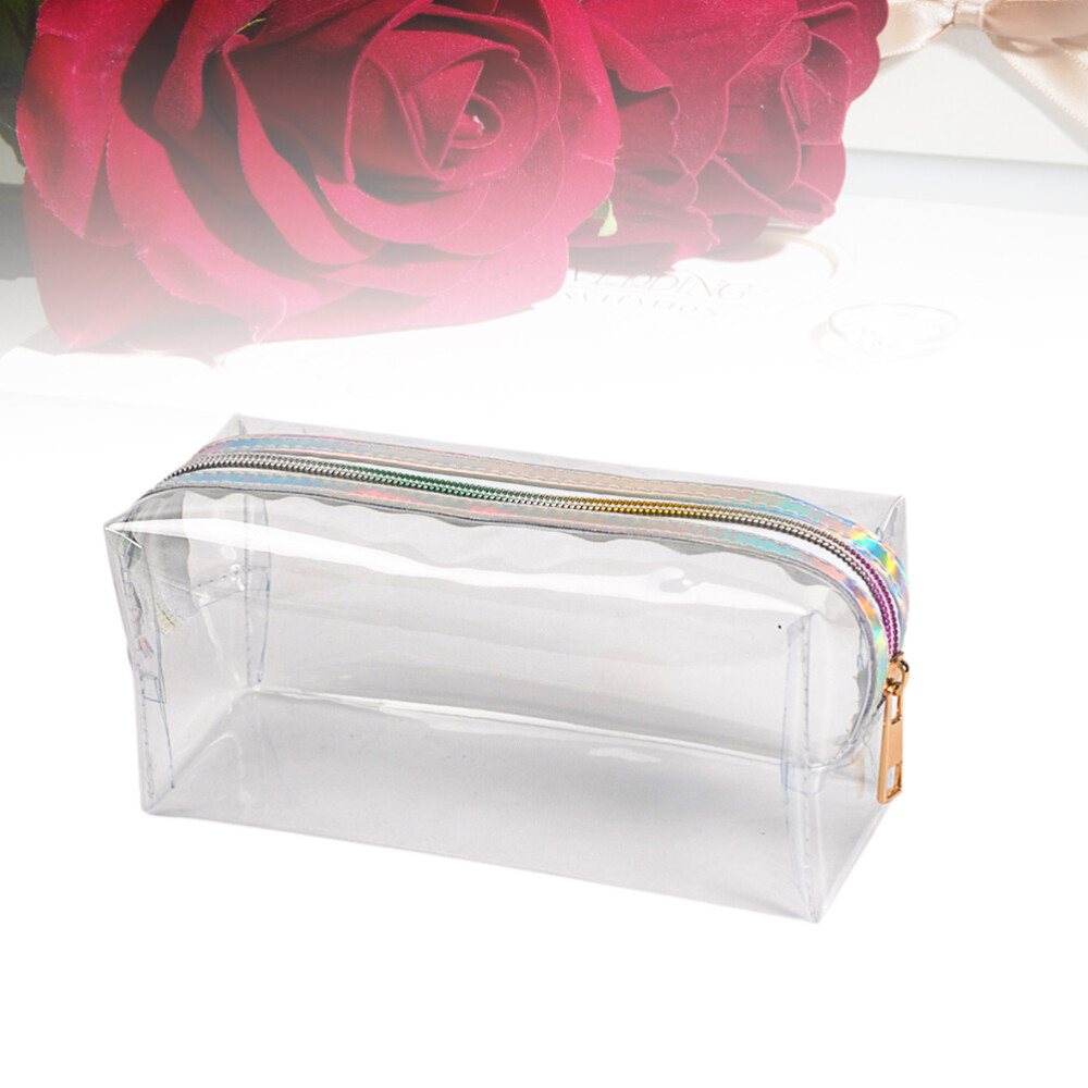 1pc Portable Makeup Bag Transparent Square Bag Toiletry Sundries Storage Bag
