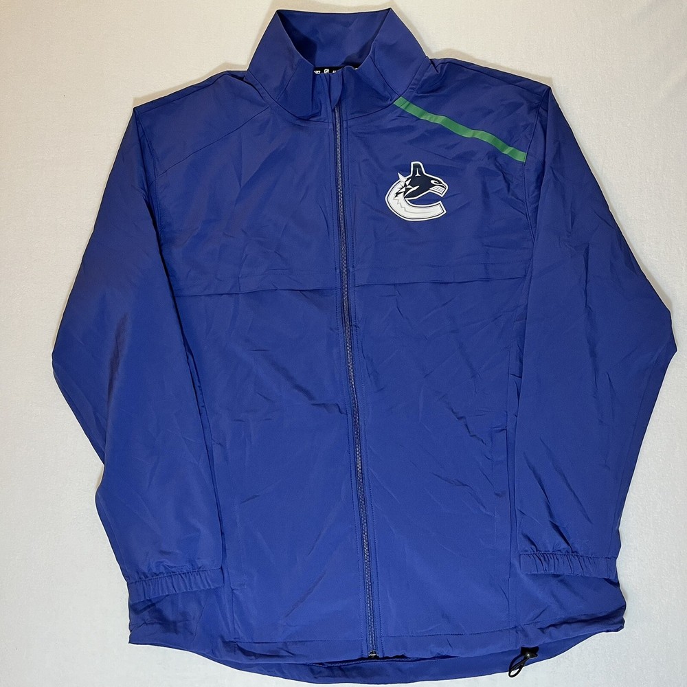 Vancouver Canucks Fanatics Men's Large Zip Up Jacket Blue NHL Authentic Pro New