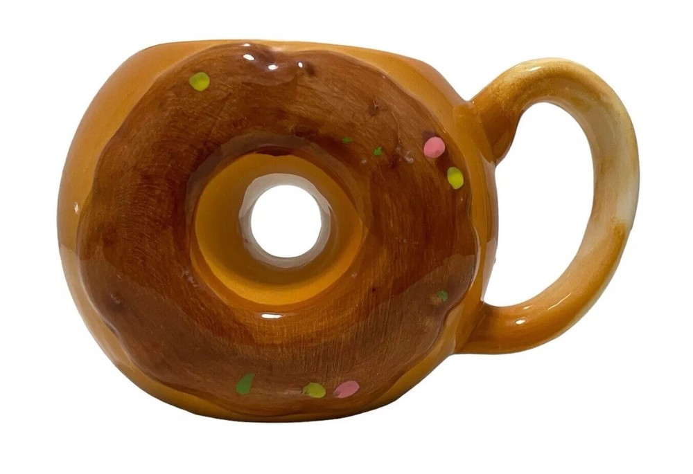 Chocolate Doughnut Shaped Mug with Sprinkles for Coffee and Tea