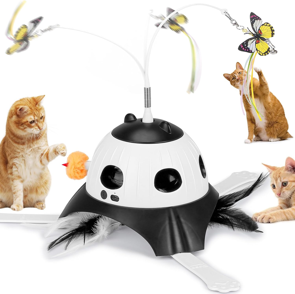 3-in-1 Automatic Cat Toy with Fluttering Butterfly and Whack-a-Mole for Indoor Cats