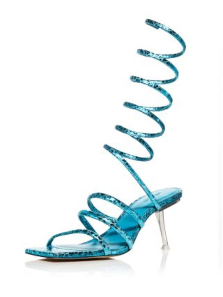CULT GAIA Womens Turquoise Spotted Leg Wrap Kacey Slip On Heeled Sandal 37.5