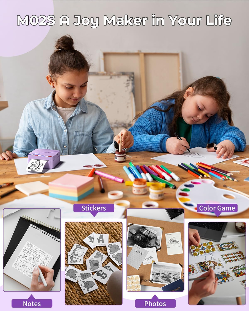 M02S Bluetooth Mini Thermal Photo Printer 300DPI Pocket-Sized Portable