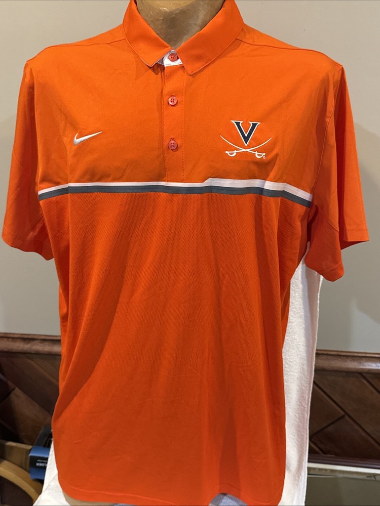 SWEET Virginia Cavaliers Men's XXL Orange Nike Dri-Fit Polo Shirt, VERY NICE!