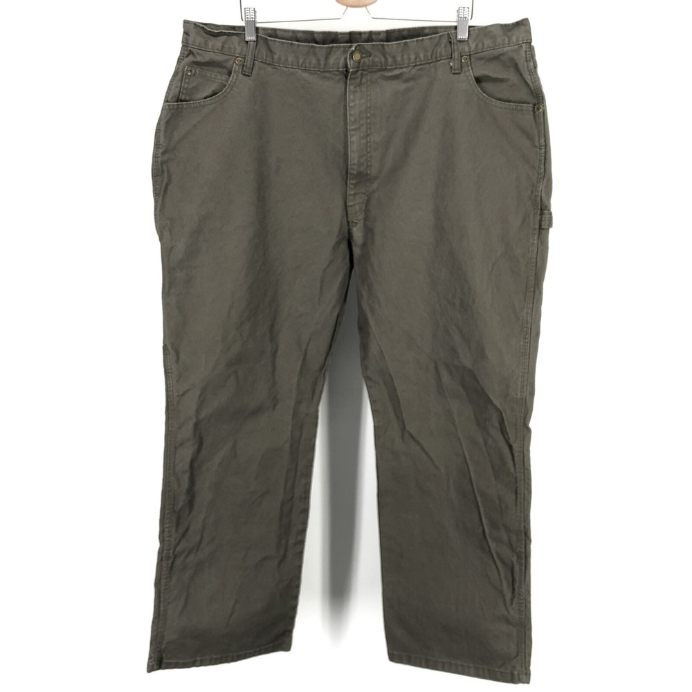 Dickies Mens 44 x 30 Carpenter Pants Duck Canvas Flex Green Work Chore Workwear