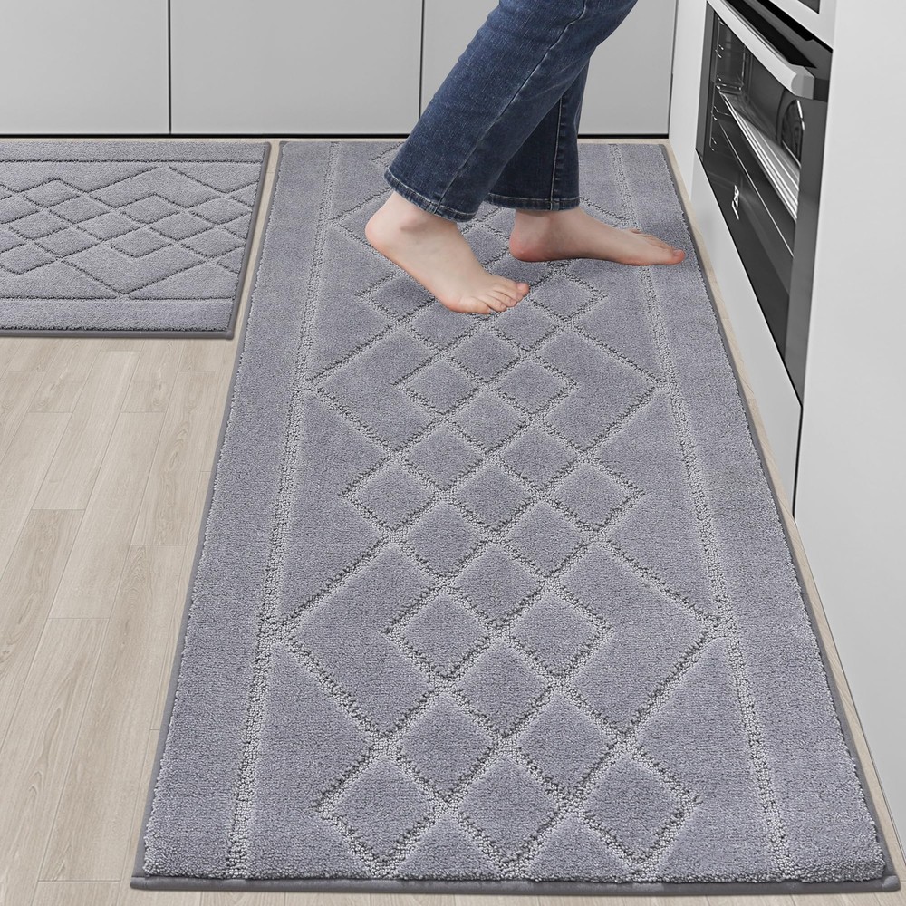 Soft Non-Slip Washable Kitchen Rug Set of 2 for Floors
