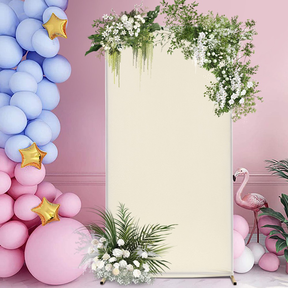 Freestanding Gold & Beige Wedding Backdrop Stand with Solid Base Frame