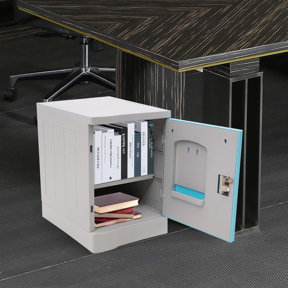 2-Tier Lockable Storage Cabinet Nightstand with Keys for Bedroom