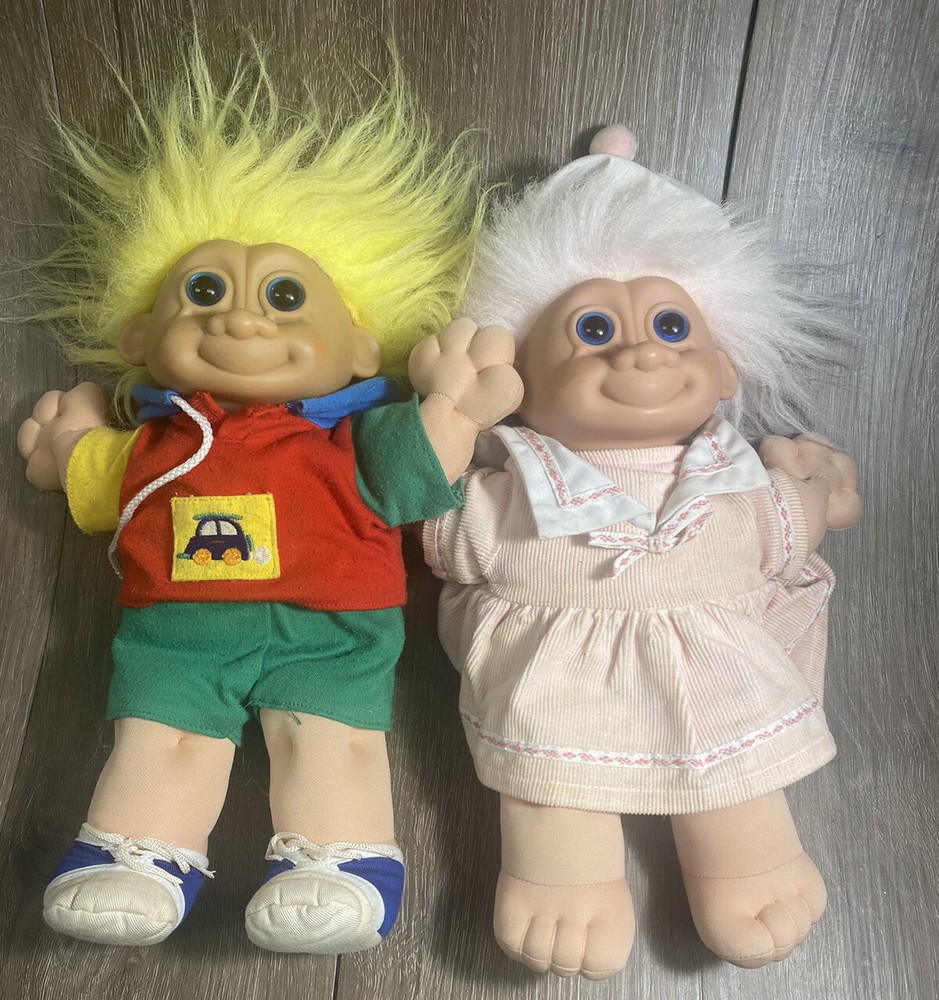 (2)Russ Berrie Troll Kidz 12” Soft Body Troll Doll. Vintage