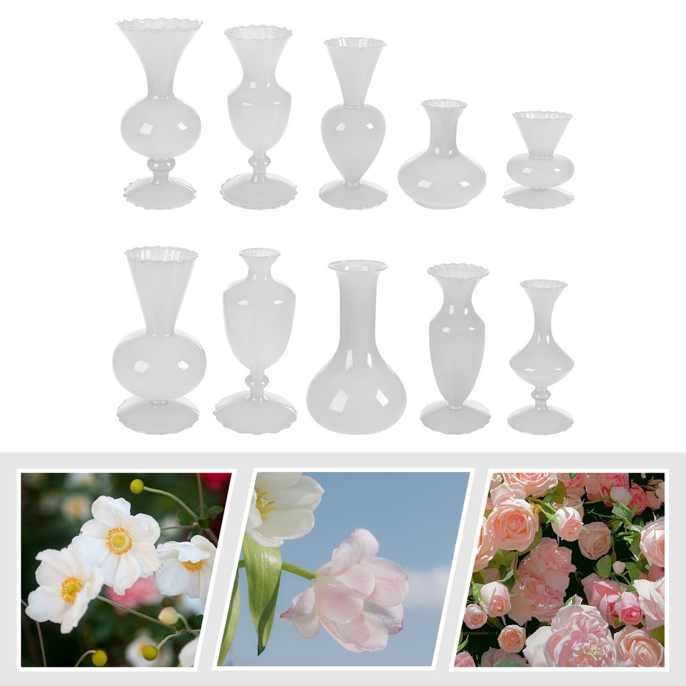 Glass Bud Vases Set of 10 Pcs, Glass Vases for Flowers, White Bud Vases in Bulk