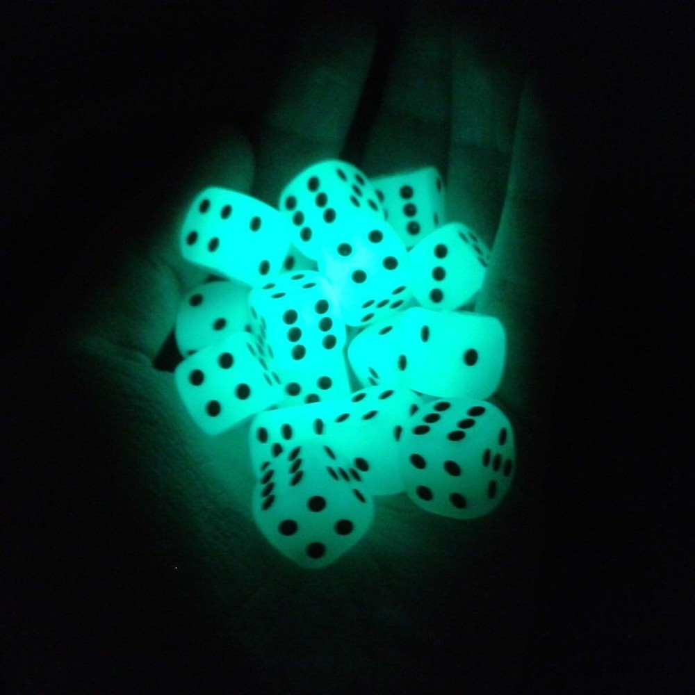 Smartdealspro 10-Pack D6 Six Sided Glow in The Dark Dice Die for 14mm(10pcs)