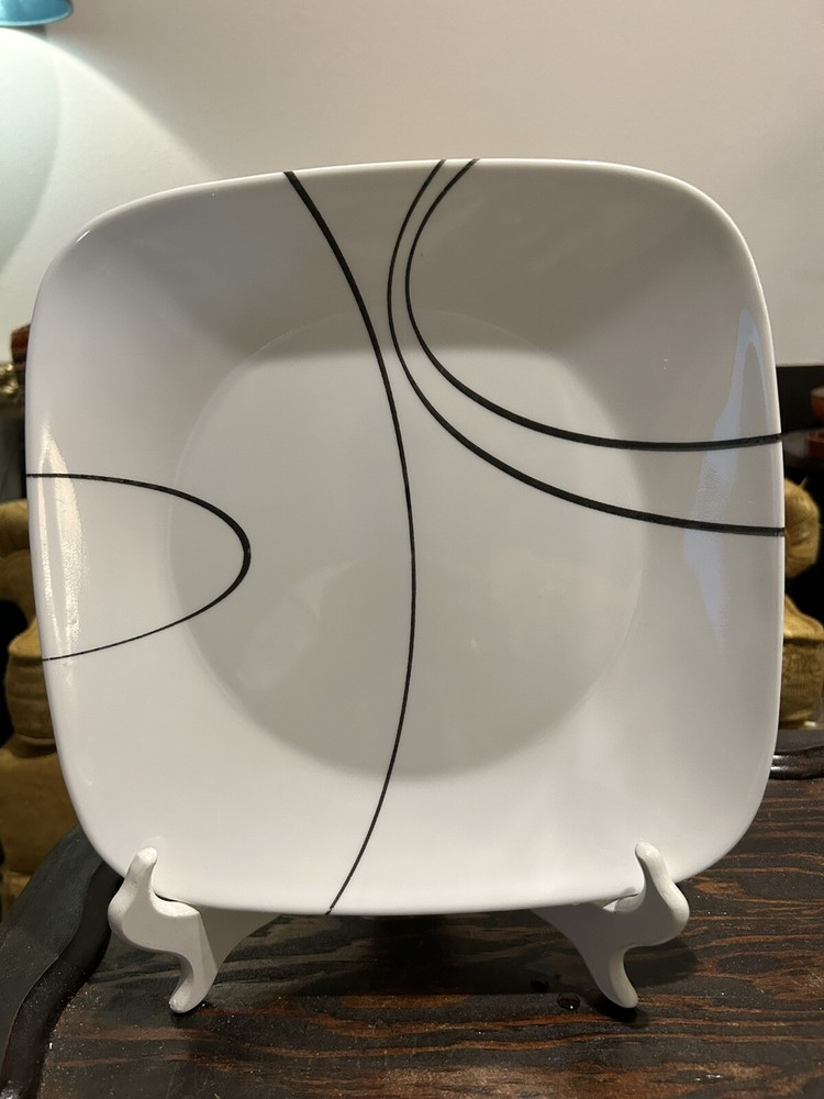 Corelle Square Simple Lines White Black 10.5