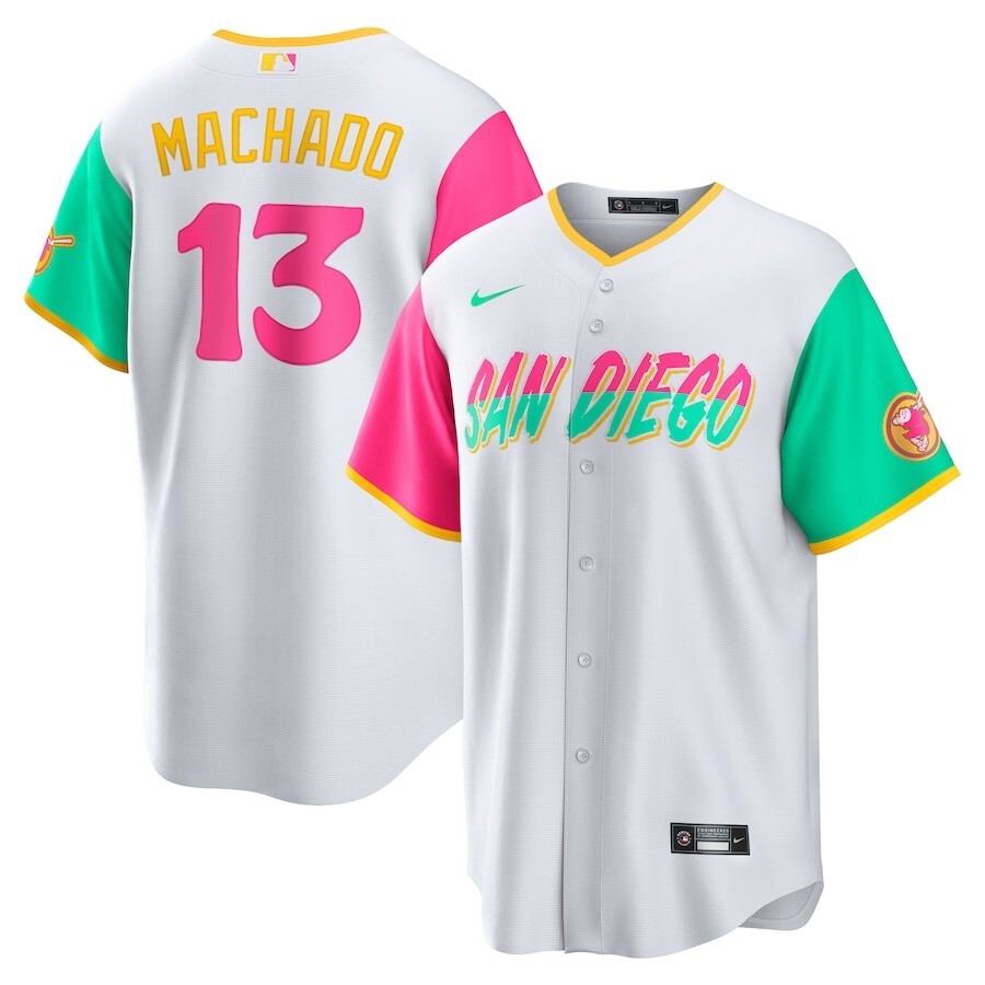 Men's San Diego Padres 13# Manny MachadoWhite City Connect Replica Player Jersey