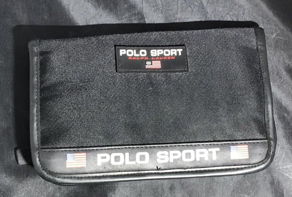 Vintage Polo Ralph Lauren Sport Nylon Zip Wallet Clutch Wristlet Black