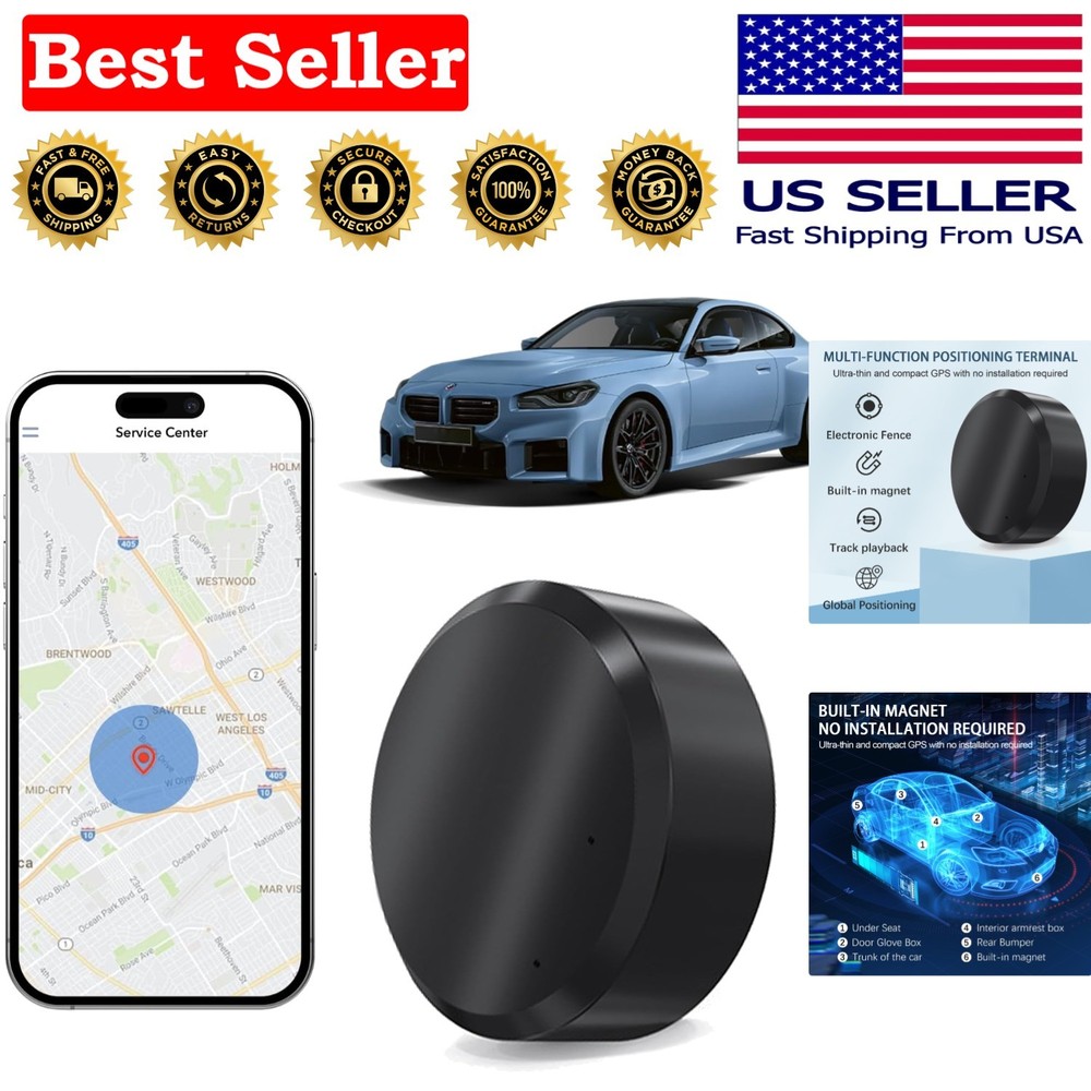 Mini GPS Tracker for Vehicles - No Subscription, Real-Time Alerts, Compact Design