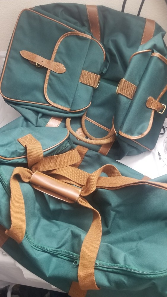 Vintage Ralph Lauren Duffle Bag in Green & Brown Canvas & Leather