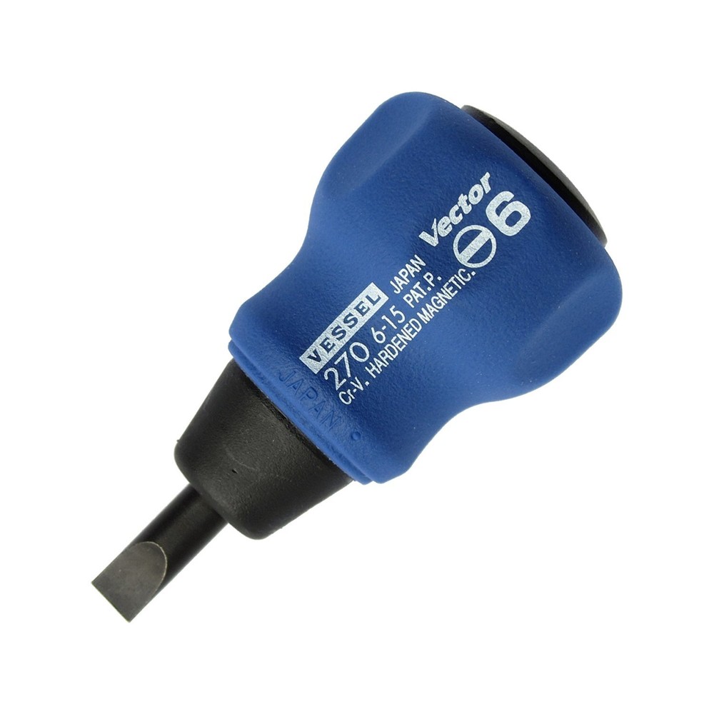 VESSEL Vector Stubby Screwdriver 6×15 B-270 with Precision Grip