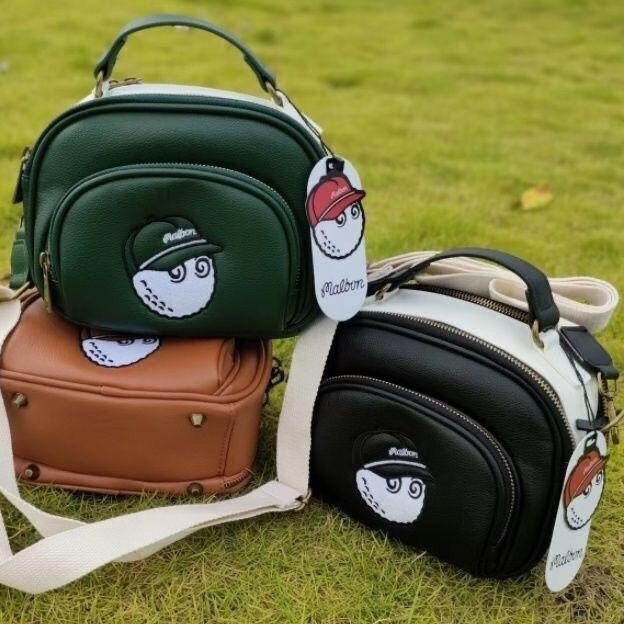 Malbon Golf Boston Shoulder Bag PU Leather 2-Way Design 3 Color Options