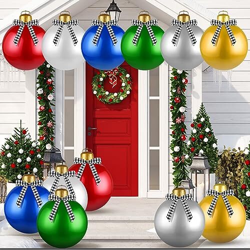 18 Pcs Giant PVC Inflatable Christmas Ball 18 Inch Large Outdoor Christmas