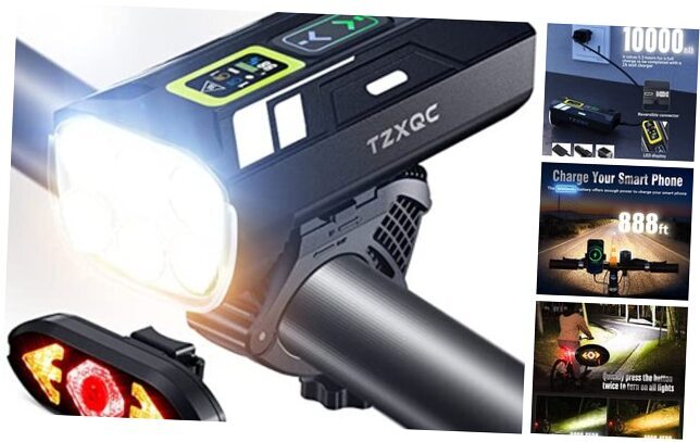 2000 Lumen Powerful Bicycle Headlight & Taillight Set - Safe Night Riding