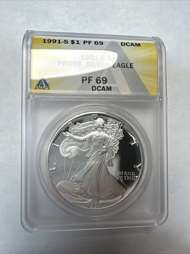 1991-S American Silver Eagle $1 ANACS PF 69 DCAMEO