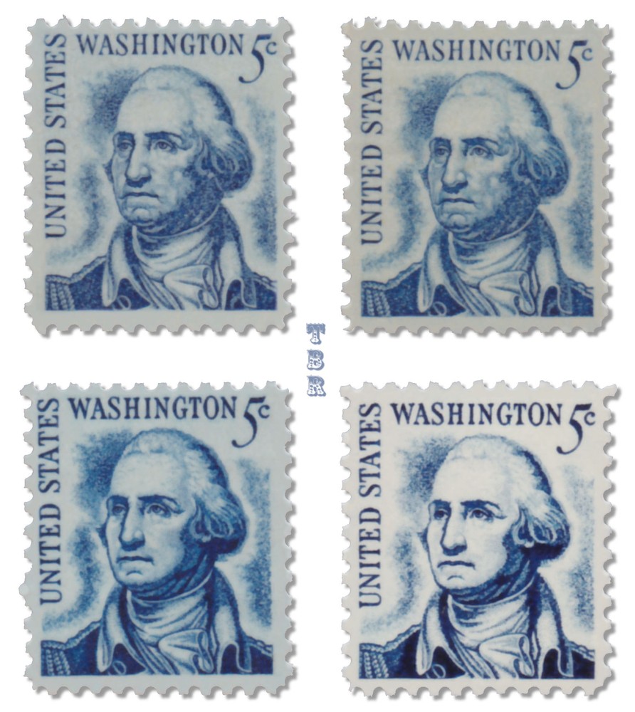 1283 1283a 1283B 1283Bv Washington 5c Prominent Americans Variety 4 MNH -Buy Now-image