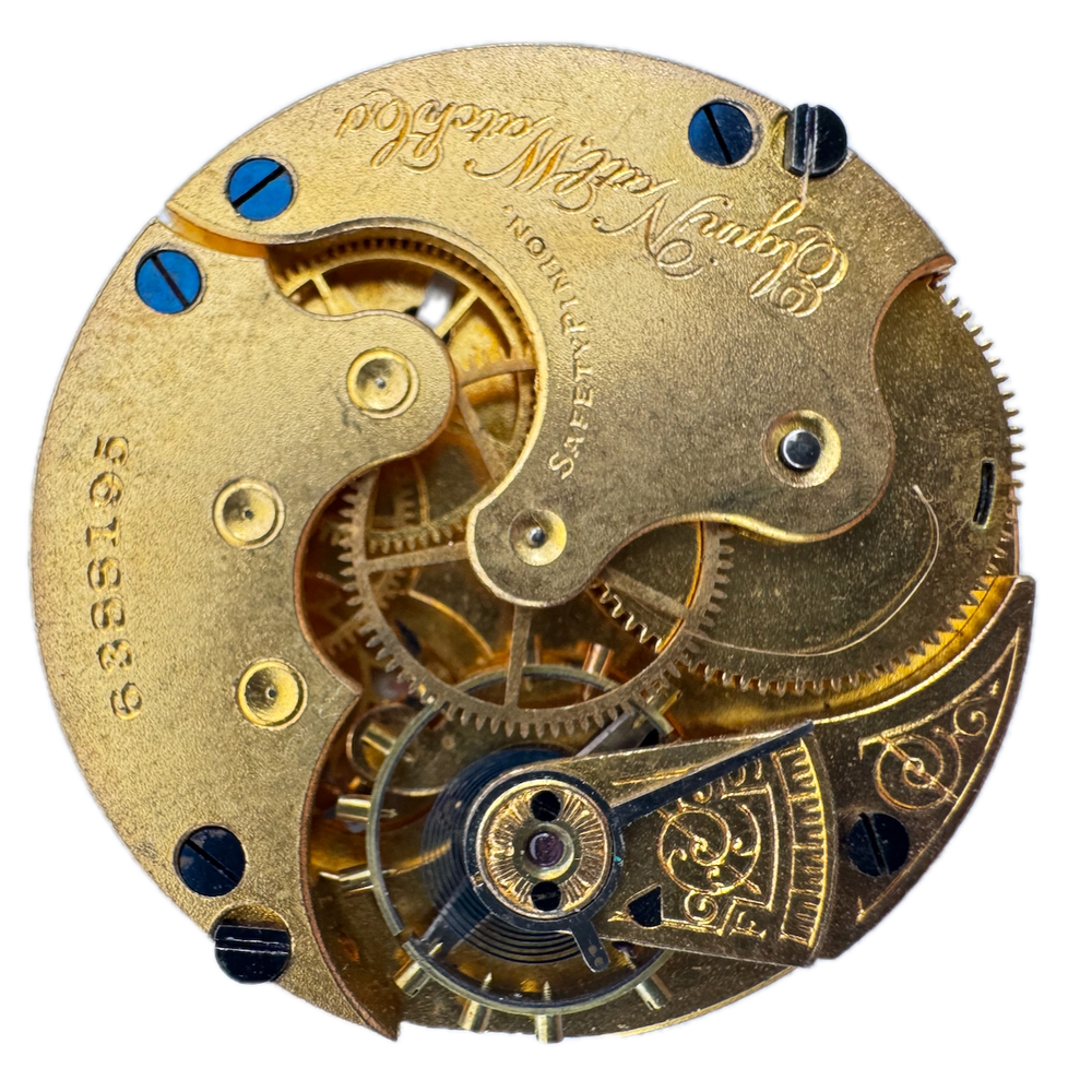 Antique 1896 Elgin 7 Jewel Hunter Pocket Watch Movement 6s 117 USA Mechanical