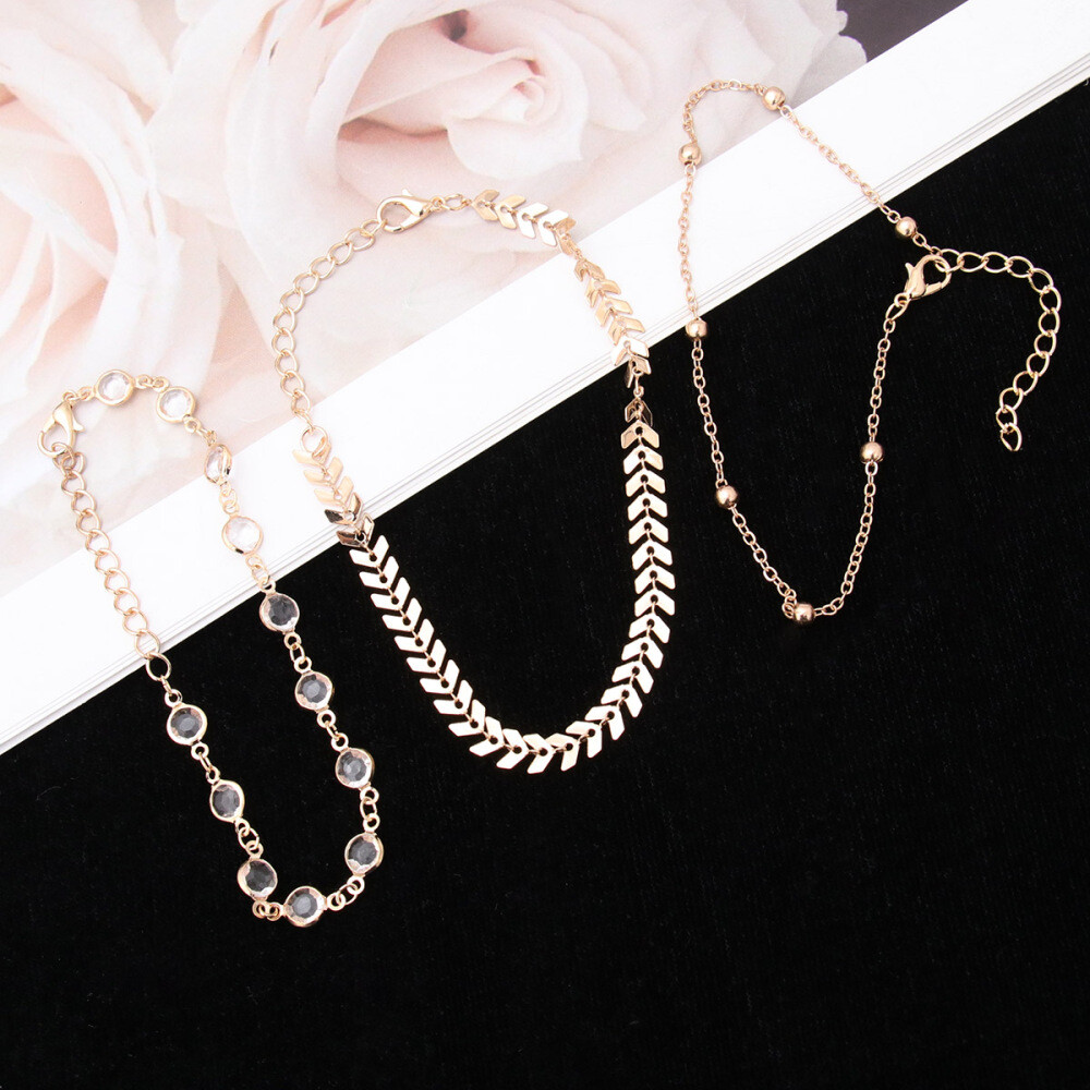 3 Pcs Shoes Sterling Anklets for Unique Foot Chain Miss