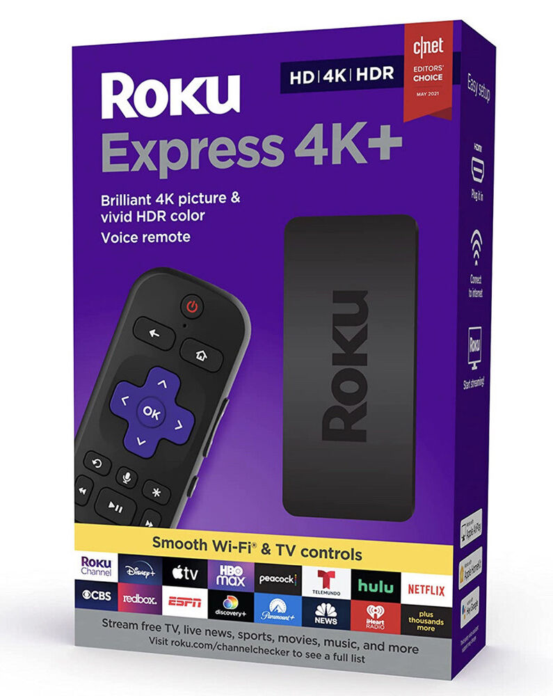 NEW Roku Express Plus 4k + With Voice Comand , Model: 3941R. Fast Shipping-image