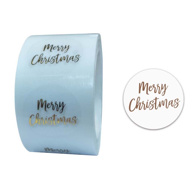 Round Christmas Adhesive Stickers for Small Business Packaging