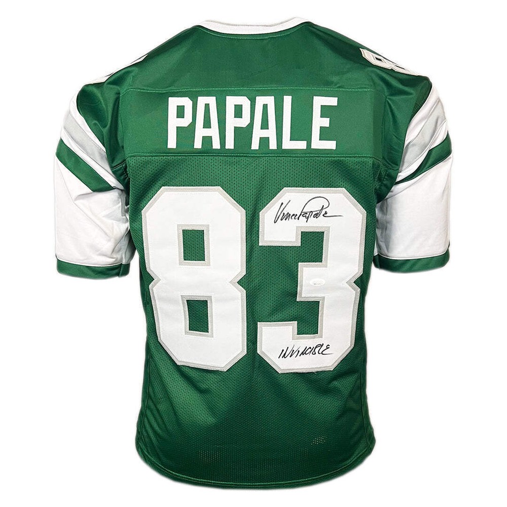 Vince Papale Signed Invincible Inscription Philadelphia Green Football Jersey (J-image