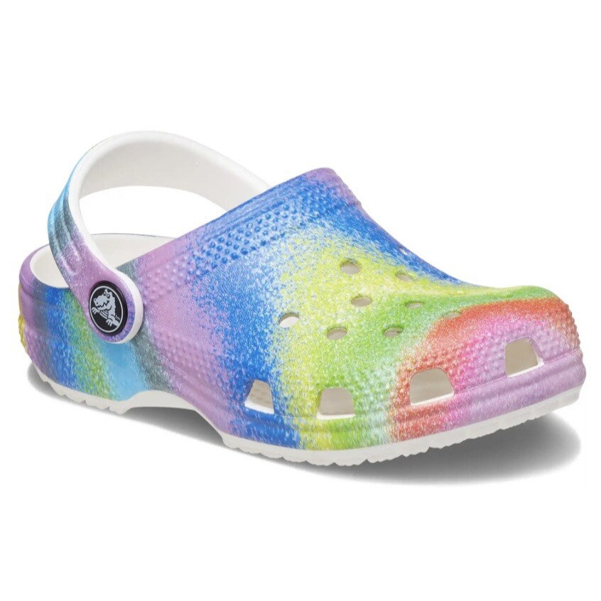 Crocs Classic Clog Slip Ons Spray Dye Multi White Men’s Size 9 - Women’s 11
