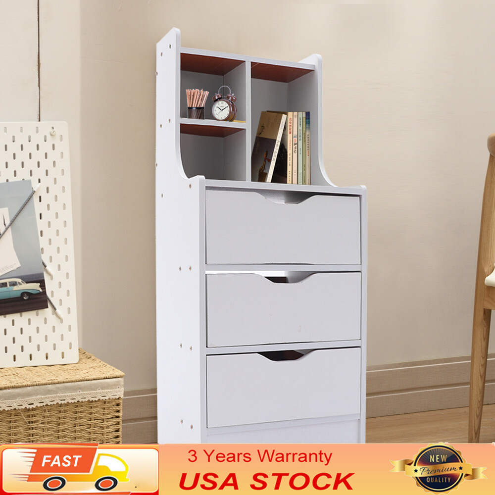 3-Drawer End Table Nightstand with Storage for Bedroom Organization  