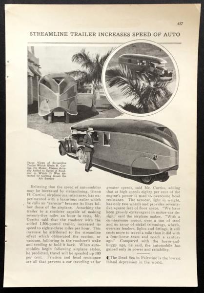 Aerocar Streamline Travel Trailer 1929 vintagepictorial Glenn H. Curtiss