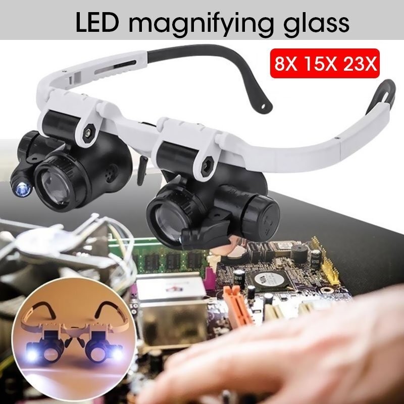 8X 15X 23X LED Headband Magnifier with Interchangeable Lenses
