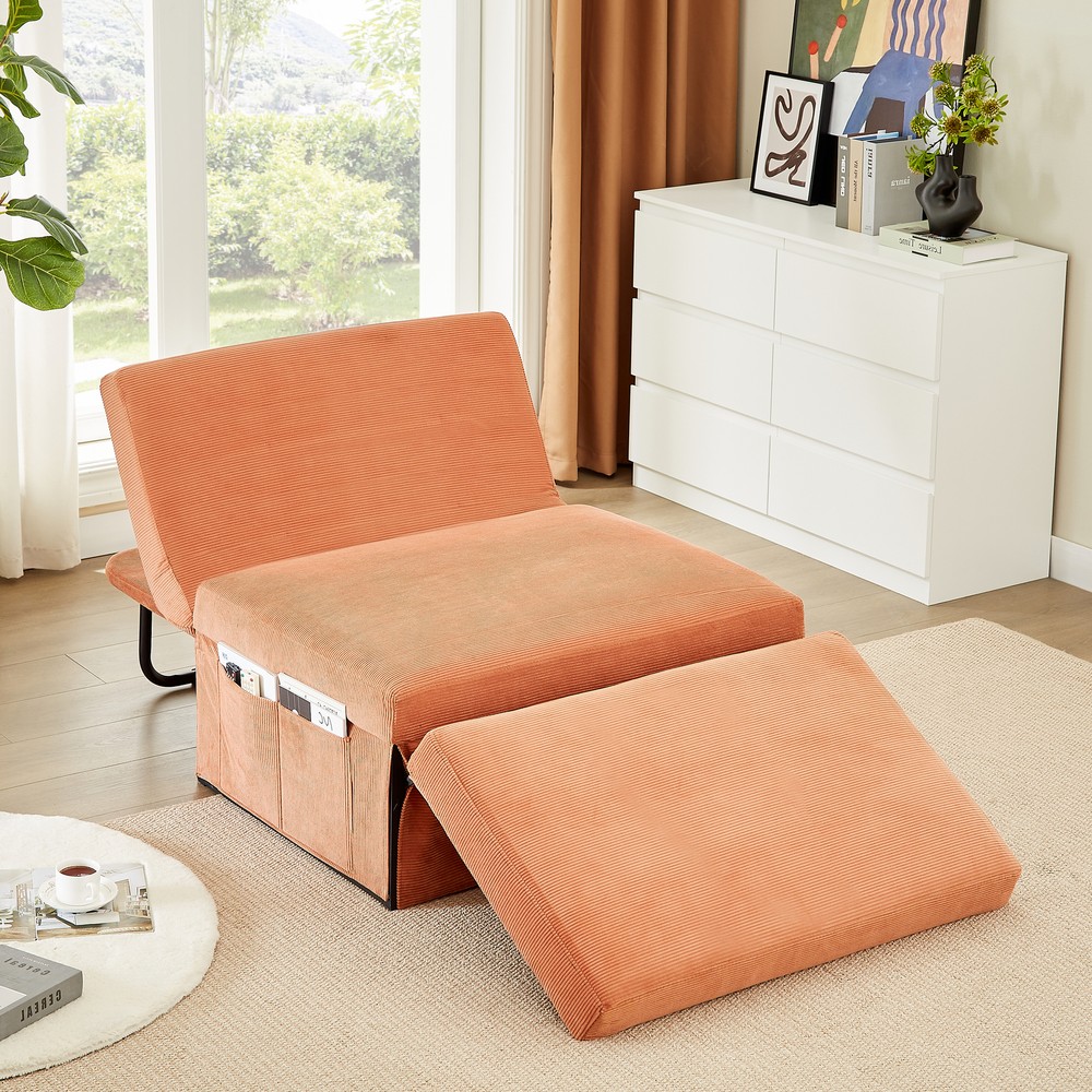 Modern Corduroy Reclining Sofa Bed - Compact Lounge Sleeper Chair