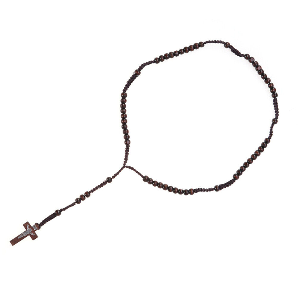 Beaded Neck Pendant Beads Rosary Necklace Cross Chain Accessories Men Women