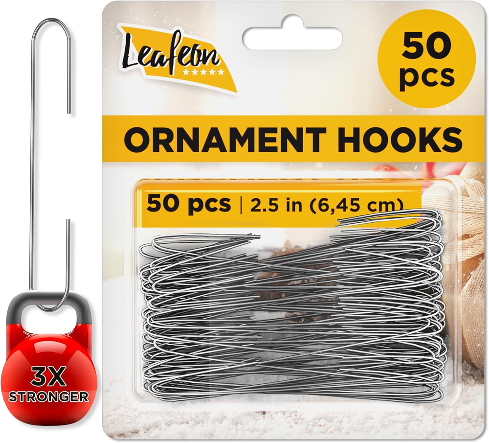 50-Pack Durable Christmas Ornament Hooks for Tree Decorations