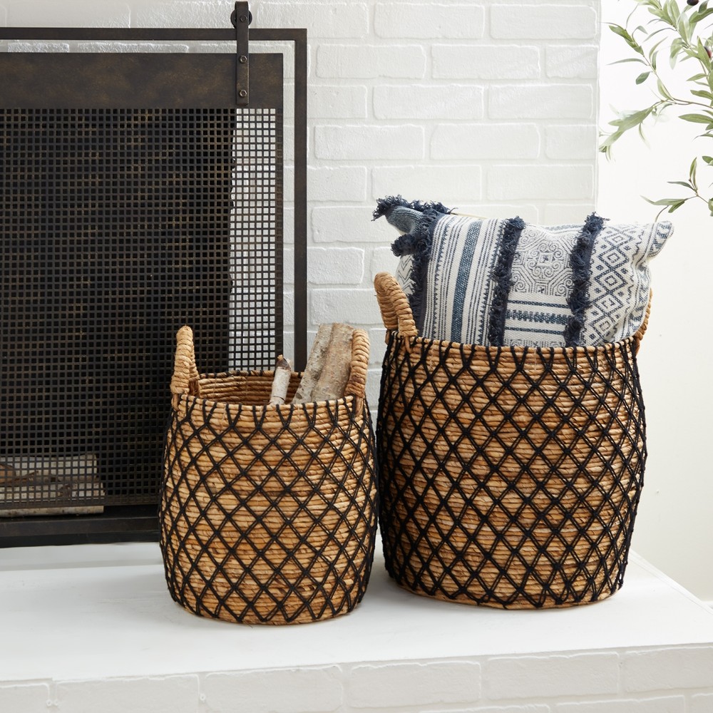 Brown Banana Leaf Coastal Storage Basket (Set of 2) Brown