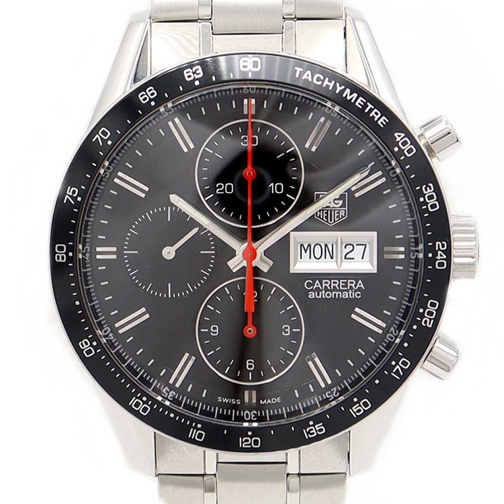 TAG Heuer Carrera Chronograph CV201AH Day Date 100m Water Resistant Black Dial Mens Watch BA0725