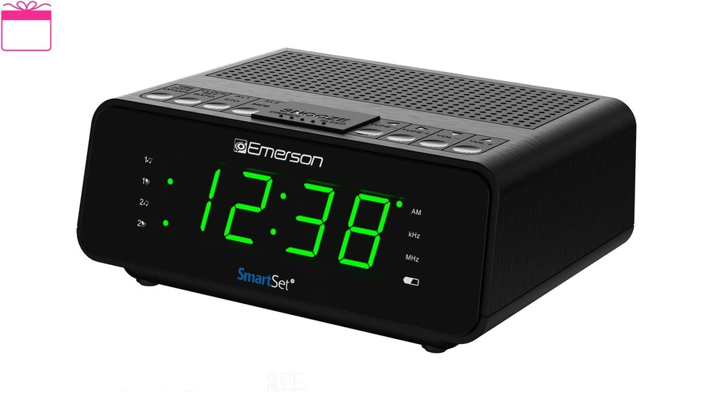 Emerson SmartSet AM/FM Alarm Clock with 0.9 Inch Jade Green LED Display CKS1900