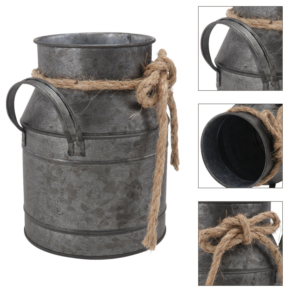 Galvanized Flower Vase Rustic Pitcher Jug Planters Flower Pots Metal Flower Pot