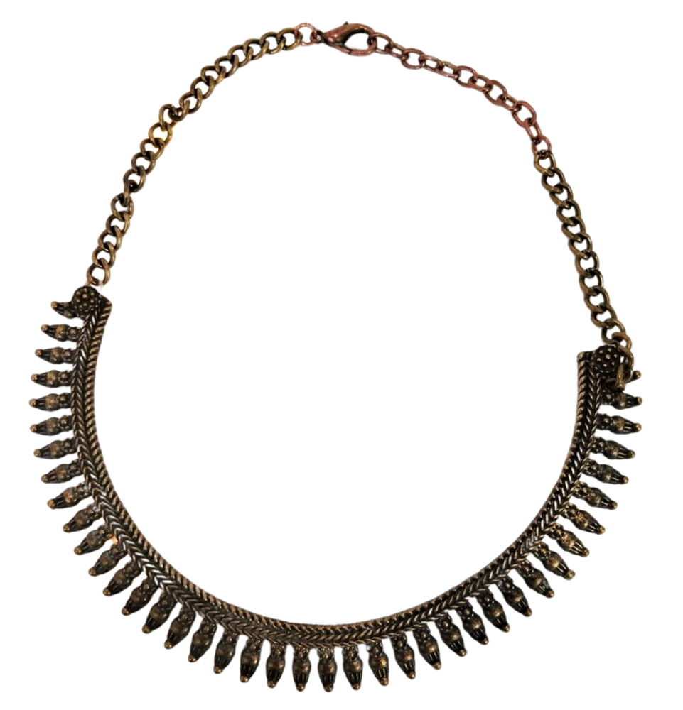 Antique Elegance 16 Inch Oxidized Gold Tribal Choker Necklace with 3 Inch Extender JN1462
