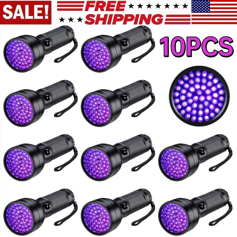 10Pcs UV 51 LED Flashlight Blacklight 395nM Inspection Lamp Pet Urine Detecter