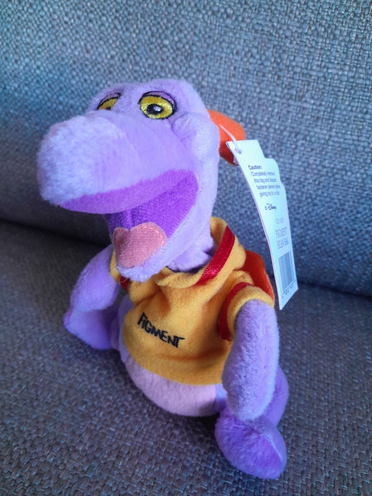 Vintage Disney World Figment 7 Inch Bean Bag Plush NWT