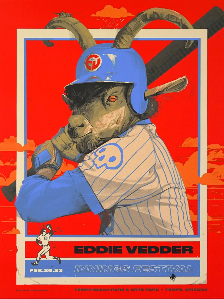 EDDIE VEDDER POSTER From INNINGS FESTIVAL 2023 - Mint In Tube - Pearl Jam