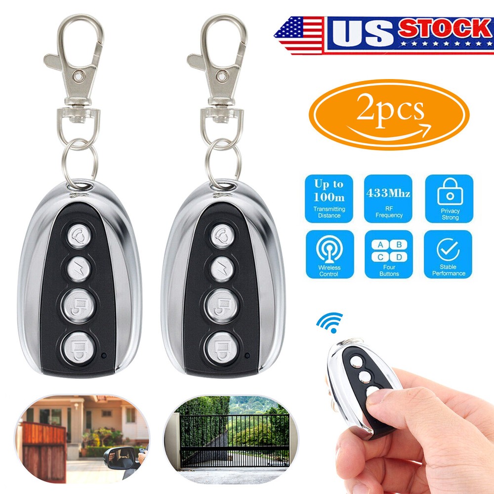 433MHz 2Pcs Remote Control Backup Key Sliding Gate Opener Automatic Operator A+